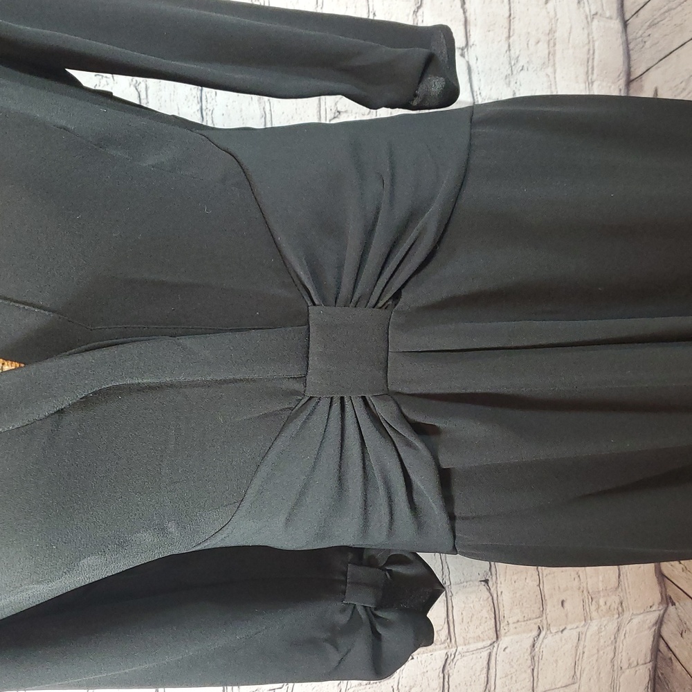 BCBGMaxAzria Black Midi 3/4 Sleeve Dress Size 6 - Picture 4 of 12